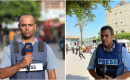 الزميلين: أحمد غانم (مراسل قناة الميادين في غزة) وفؤاد جرادة (مراسل تلفزيون فلسطين في غزة)
