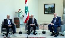 عون وبري وميقاتي، في القصر الرئاسي، الإثنين (الرئاسة اللبنانية).jpg