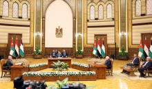 الرئيس محمود عباس والرئيس المصري عبد الفتاح السيسي والعاهل الأردني الملك عبد الله الثاني، خلال عقد القمة الثلاثية الفلسطينية المصرية الأردنية 8.jpg