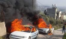 مستوطنون يحرقون مركبتين خلال اعتداء على قرية بورين جنوب نابلس.jpg