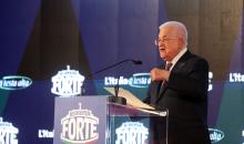 الرئيس الفلسطيني محمود عباس (أبو مازن) يلقي خطاباً في مؤتمر حزب إخوة إيطاليا. روما، إيطاليا، ١٢ ديسمبر/كانون الأول ٢٠٢٥