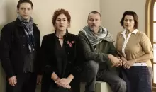 من اليمين.. هيام عباس، صالح بكري، آن ماري جاسر وبيلي هاول في «فلسطين 36» (ووترمالون بيكتشرز)..webp