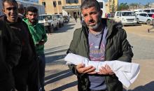 توفي الرضيع الفلسطيني سعيد عابدين، البالغ من العمر شهراً واحداً، نتيجة البرد القارس في خان يونس، جنوب قطاع غزة، ليرتفع بذلك عدد ضحايا العاصفة إلى 13. صور : طارق محمد/ (APA)