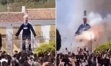 إسبانيون يحرقون دمية تشبه نتنياهو.webp