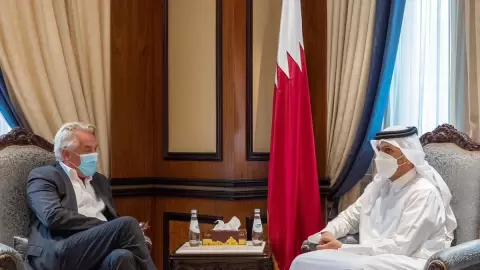 لقاء وزير الخارجية القطري مع المنسق الخاص للأمم المتحدة لعملية السلام