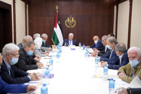 الرئيس محمود عباس، أثناء اجتماع اللجنة المركزية لحركة فتح