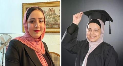 الطالبتان ميرا الشيب وتالا حجاب