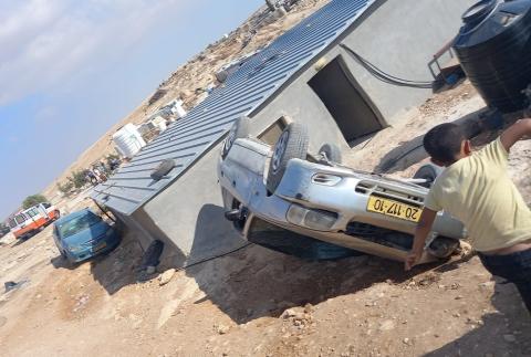 اعتداء المستوطنين على سكان خربة المفقرة بمسافر يطا