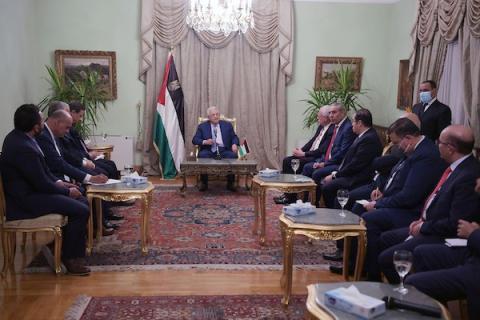 الرئيس الفلسطيني محمود عباس (أبومازن) يلتقي مع وفد من الإعلاميين المصريين