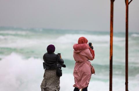 أجواء المنخفض الجوي في مدينة غزة