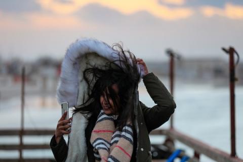 أجواء المنخفض الجوي في مدينة غزة