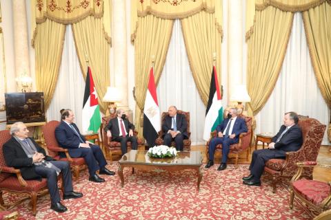اجتماع وزاري لمصر والأردن وفلسطين وذلك بهدف تبادل الرؤى والتباحث حول سبل دعم القضية الفلسطينية ومناقشة آخر تطورات الشأن الفلسطيني  