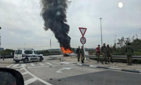انفجار سيارة في مفرق مدينة كفر قاسم