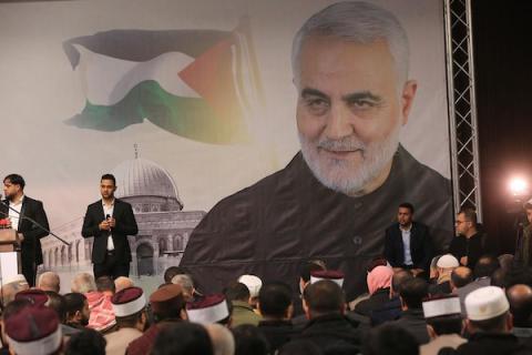 بالصور مهرجان إحياء الذكرى الثانية لاغتيال قاسم سليماني في غزة