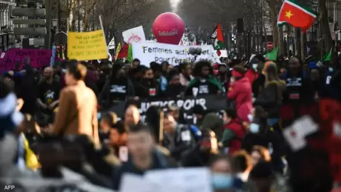 جانب من التظاهرات في العاصمة باريس