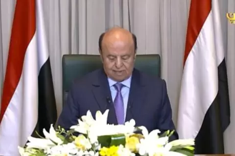 الرئيس اليمني عبج ربه منصور هادي يلقي بيانا في 4 نيسان/ابريل 2022 afp