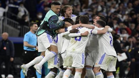 فرحة لاعبي ريال مدريد بالوصول لنهائي دوري أبطال أوروبا. (أ ف ب).jpeg