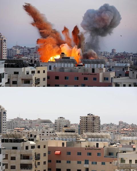 بالصور مقارنة بين الأماكن التي استهدفها الجيش الإسرائيلي في  غزة مايو الماضي وصور تم التقاطها بعد عام