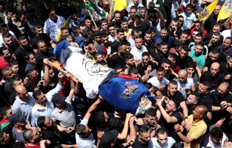 تشييع جثمان الشهيد بلال كبها (24 عاماً) لمثواه الاخير في بلدة يعبد قرب جنين 7.jpg