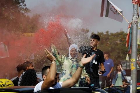 احتفالات طلاب الثانوية العامة في اريحا .. تصوير - سليمان أبو سرور