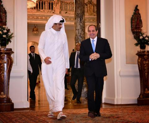 أمير قطر يبحث مع السيسي الوضع بغزة