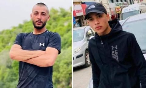 الشهيدان باسل قاسم بصبوص (19 عاما) وخالد فادي عنبر (21 عاما) من مخيم الجلزون.jpg