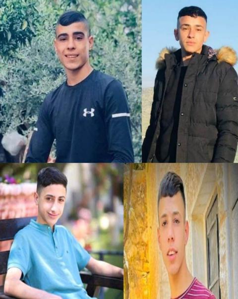 الشهداء الأطفال: عادل داوود ، مهدي لدادوة ، محمود الصوص،أحمد دراغمة