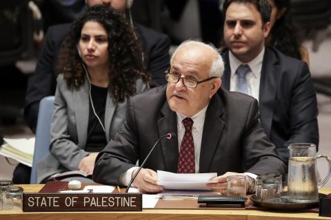 المندوب الدائم لدولة فلسطين لدى الأمم المتحدة رياض منصور (أرشيف أ ف ب).jpg