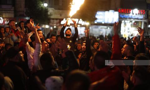 الجماهير الفلسطينية تحتفل بتأهل المنتخب المغربي الشقيق لنصف نهائي كأس العالم 2022 في قطر ..تصوير - حذيفة سرور.jpg