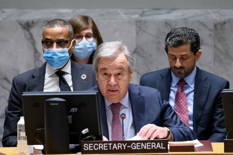 الأمين العام للأمم المتحدة أنطونيو غوتيريش يلقي كلمته خلال الجلسة.jpg