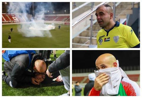 بالصور إصابات بالاختناق في اعتداء على استاد فيصل الحسيني