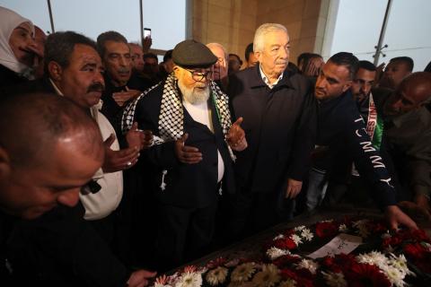 استقيال شيخ الأسرى اللواء فؤاد الشوبكي في رام الله، بعد قضائه (17سنة) في سجون الاحتلال