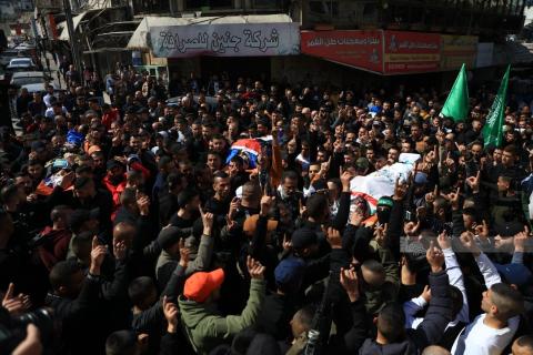 تشييع جثامين شهداء مخيم جنين الذين استشهدوا بعد اقتحام جيش الاحتلال للمخيم امس 1.jpg