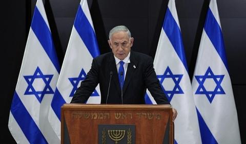 نتنياهو خلال خطابه، الإثنين (Getty Images).jpg