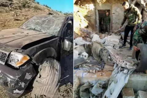 الغارة استهدفت مركزا عسكريا للجبهة الشعبية بمنطقة قوسايا بالحدود اللبنانية السورية (مواقع التواصل).webp