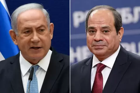 بيان الرئاسة المصرية قال إن السيسي (يمين) ونتنياهو أكدا العزم على التنسيق بشكل كامل لكشف ملابسات الحادث (وكالات).webp