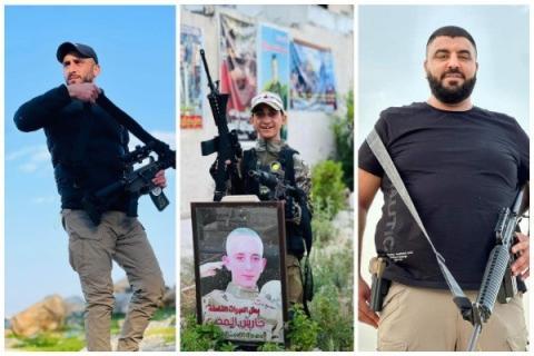 شهداء جنين.. من اليمين: صهيب الغول، الوسط: أشرف السعدي، اليسار محمد عويس