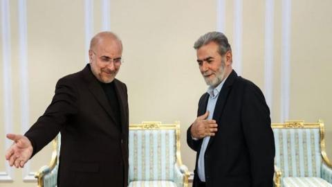 وفد برئاسة النخالة يلتقي رئيس البرلمان الإيراني