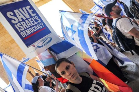 آلاف المتظاهرين بمطار  مطار بن غوريون (Getty images) 22.jpg