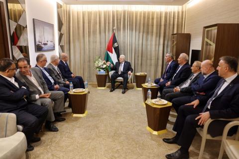 مصر - الرئيس محمود عباس، خلال استقباله وفد الجبهة الشعبية المشارك في اجتماع الأمناء العامين