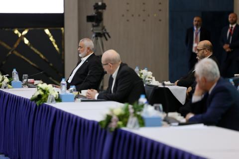 الرئيس محمود عباس، خلال اجتماع الأمناء العامين للفصائل الفلسطينية الذي عقد في مدينة العلمين الجديدة بجمهورية مصر العربية 3.jpg