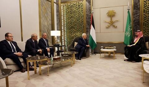 بن سلمان يقابل عباس بحضور الشيخ وفرج والخالدي (Getty Images(.jpg