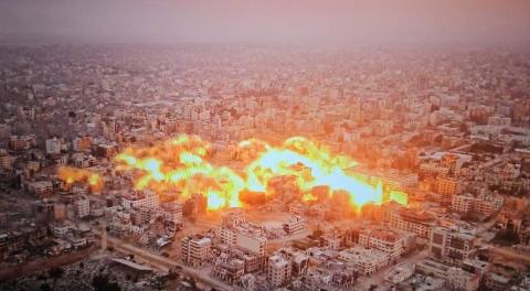 تفجير محيط مسجد فلسطين وسط مدينة غزة.jpg