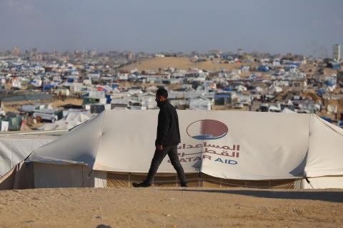 مخيم النازحين الفلسطينيين في رفح، جنوب قطاع غزة، خلال شهر رمضان المبارك يوم 27 مارس 2024. تصوير: أحمد توفيق