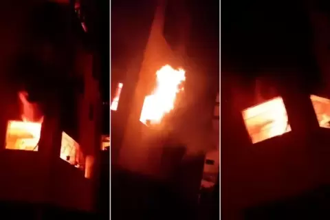 حريق في محيط مجمع الشفاء (الجزيرة).webp
