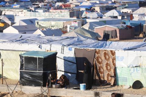 مخيم النازحين الفلسطينيين في رفح، جنوب قطاع غزة، خلال شهر رمضان المبارك يوم 27 مارس 2024. تصوير: أحمد توفيق