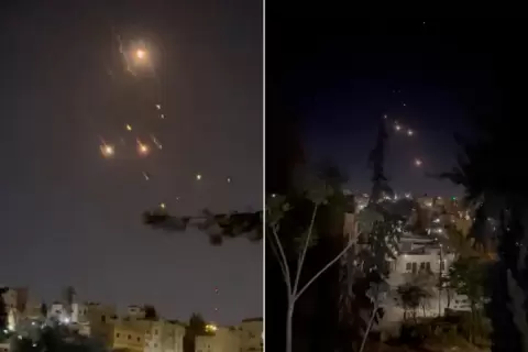 أجسام طائرة في سماء الأردن بعد قصف إيران إسرائيل السبت الماضي (رويترز).webp