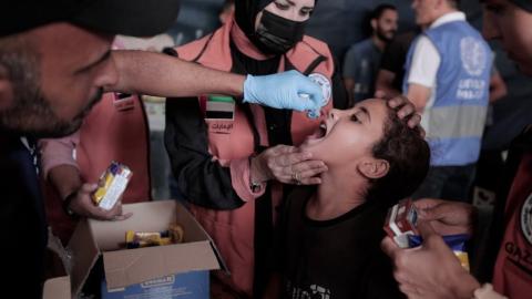 عمليات لقاح مرض شلل الاطفال في غزة