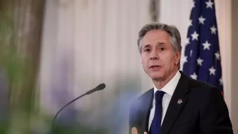 وزير الخارجية الأميركي أنتوني بلينكن يلقي كلمة خلال حفل في وزارة الخارجية في واشنطن، الولايات المتحدة. 2 ديسمبر 2024 - REUTERS.webp