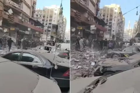 من القصف الإسرائيلي على ضاحية بيروت الجنوبية (مواقع التواصل).webp